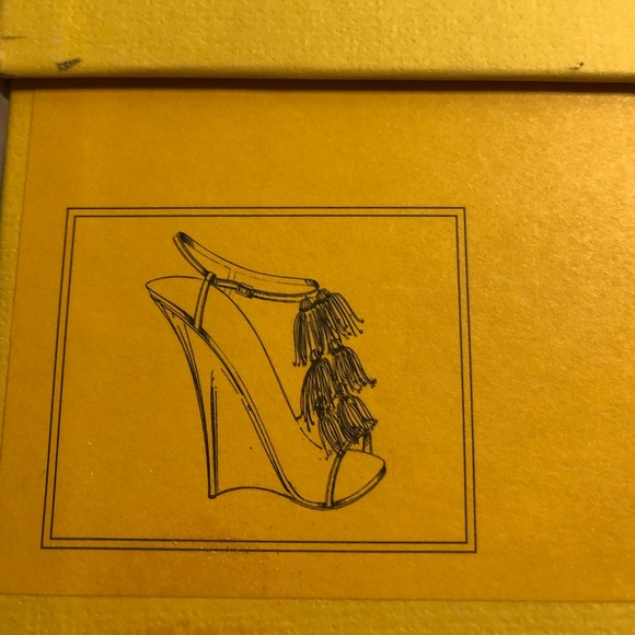 FENDI Red Beaded T-Strap Wedges - Picture 6 of 8